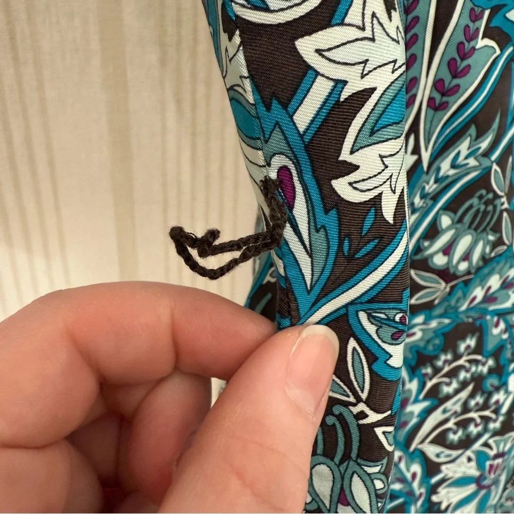 Banana Republic Brown & Turquoise Square Neck Lined Patterned Dress 100% Silk - Picture 5 of 9